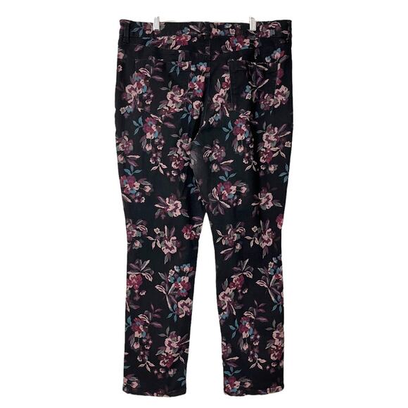 Bandolino Amy Black Pink Floral High Rise Slim Fit Jeans Women's Plus Size 18 - Picture 3 of 9